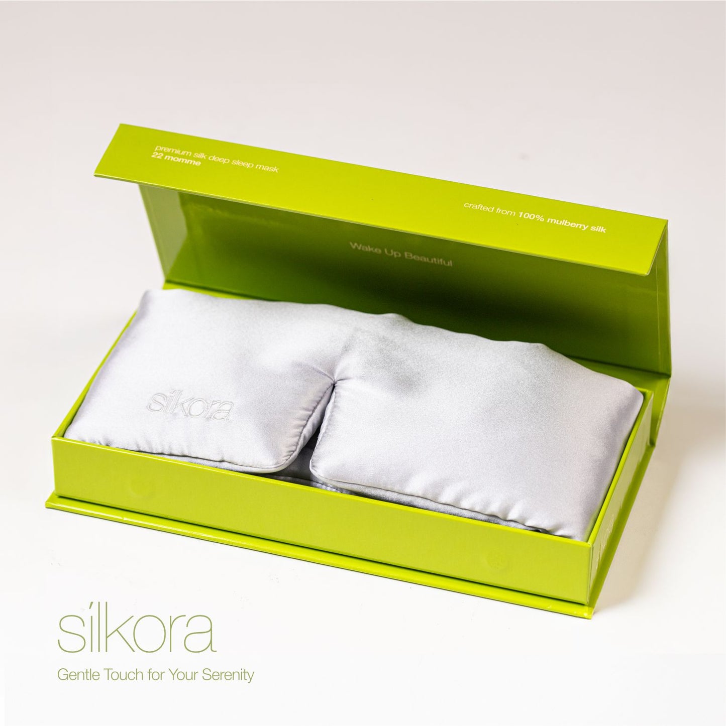 Silkora Premium Silk Deep Sleep Mask - 22 Momme 100% Maulbeerseide - Schlafmaske für Damen & Herren - Silbergrau