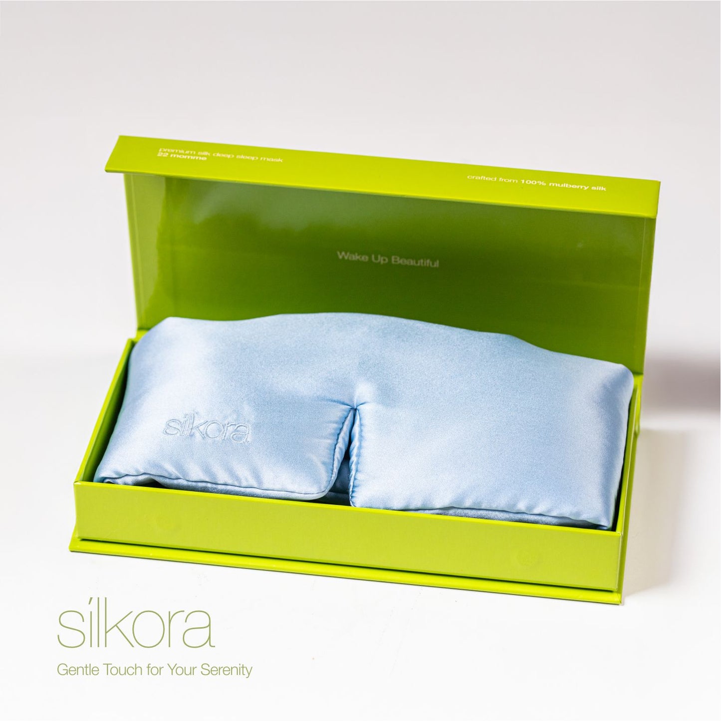 Silkora Premium Silk Deep Sleep Mask - 22 Momme 100% Mulberry Silk - Sleep Eye Mask for Men & Women - Icy Blue