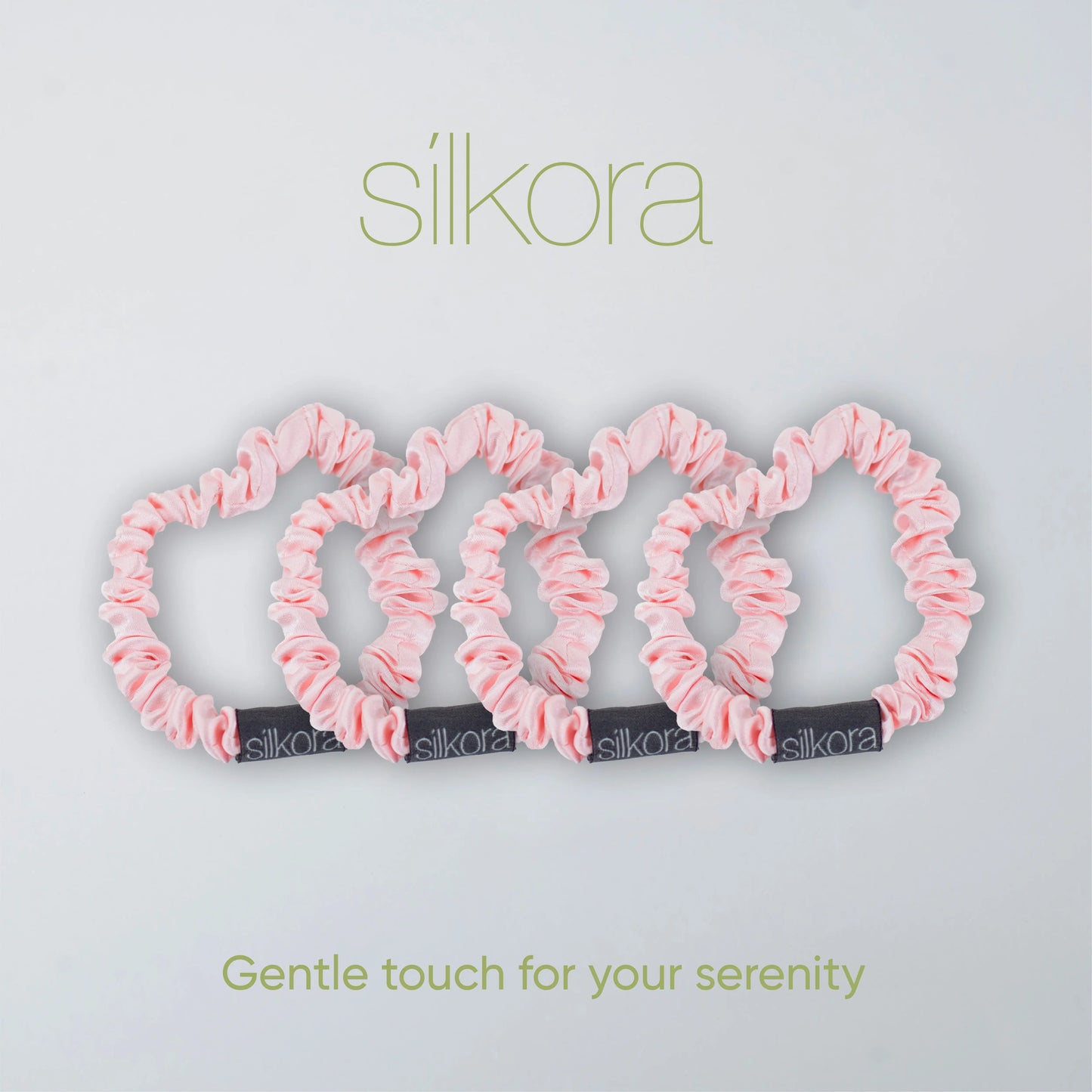 Silkora Premium Silk Scrunchies - 100% Moerbei Zijden Scrunchies - Set van 4 - Klein - Antibacterieel, Hypoallergeen, Haarvriendelijk - Lotus Roze