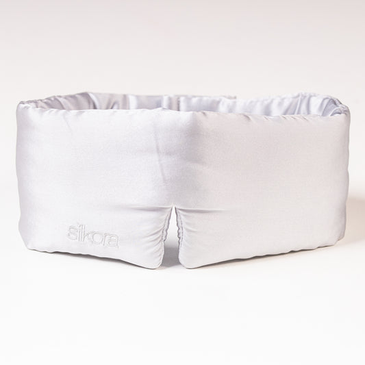 Silkora Premium Silk Deep Sleep Mask - Zijden Slaapmasker - 22 Momme 100% Moerbeizijde - Oogmasker Slaap voor Mannen & Vrouwen - Zilvergrijs
