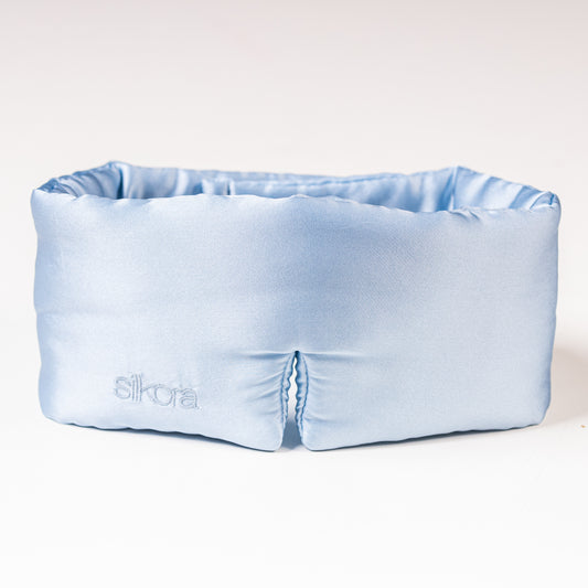 Silkora Premium Silk Deep Sleep Mask - Zijden Slaapmasker - 22 Momme 100% Moerbeizijde - Oogmasker Slaap voor Mannen & Vrouwen - Icy Blauw