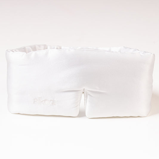 Silkora Premium Silk Deep Sleep Mask - Zijden Slaapmasker - 22 Momme 100% Moerbeizijde - Oogmasker Slaap voor Mannen & Vrouwen - Off-White