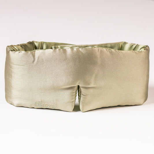 Silkora Premium Silk Deep Sleep Mask - Zijden Slaapmasker - 22 Momme 100% Moerbeizijde - Oogmasker Slaap voor Mannen & Vrouwen - Olijfgroen