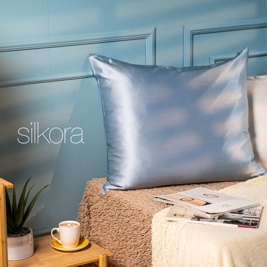 SILKTALE 19 Momme 100% moerbeizijde kussensloop voor haar en huid met ritssluiting, 1 stuk stofblauw 40 x 80 cm SILKTALE 19 Momme 100% moerbeizijde kussensloop voor haar en huid met ritssluiting, 1 stuk stofblauw 40 x 80 cm